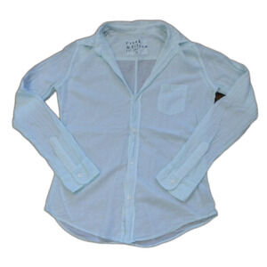 Frank & Eileen Aqua Barry Style Sheer Shirt Women's Size Small